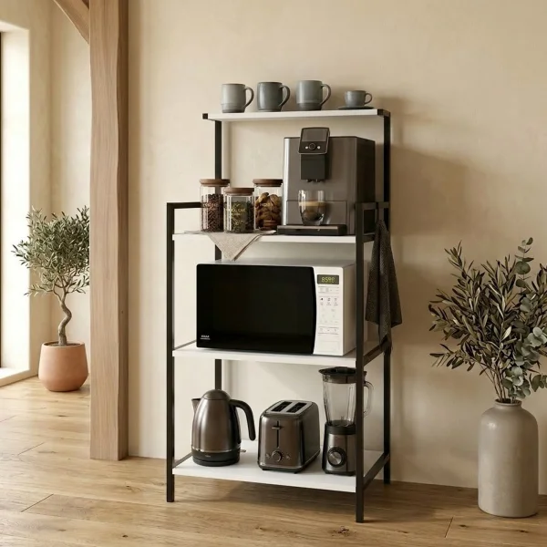 Scaffale cucina 63x130h cm 3 ripiani industrial metallo bianco Loft