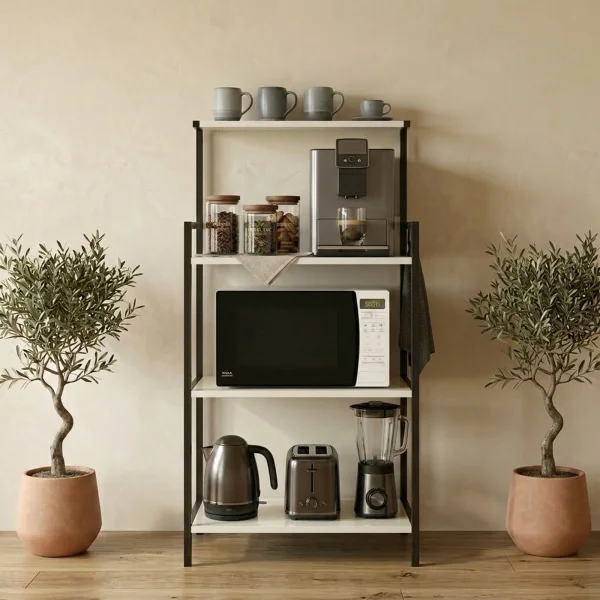 Scaffale cucina 63x130h cm 3 ripiani industrial metallo bianco Loft