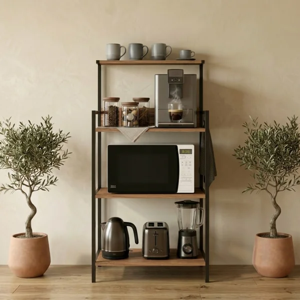 Scaffale cucina 63x130h cm 3 ripiani industrial metallo rovere rustico Loft