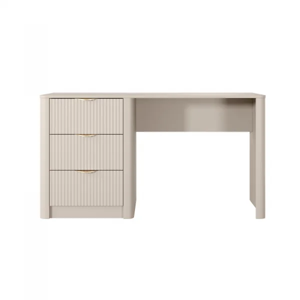 Scrivania 140x55cm 3 cassetti beige cannettato Ramis