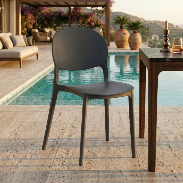 Sedia da giardino impilabile esterno in polipropilene grigio Pixel