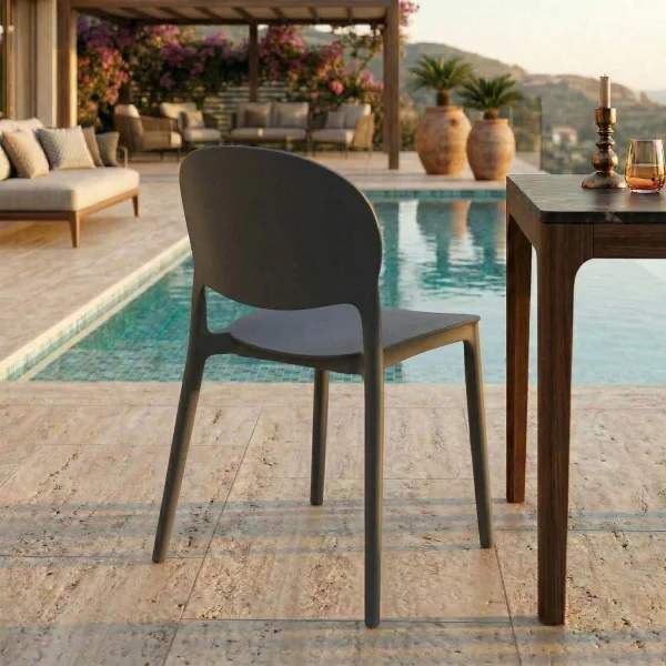 Sedia da giardino impilabile esterno in polipropilene grigio Pixel