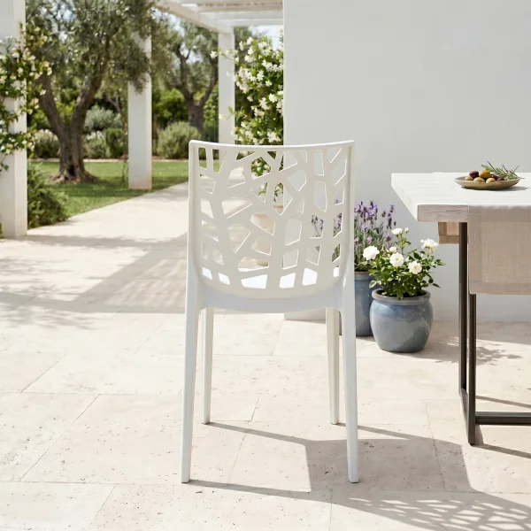Sedia da giardino impilabile in polipropilene bianco India