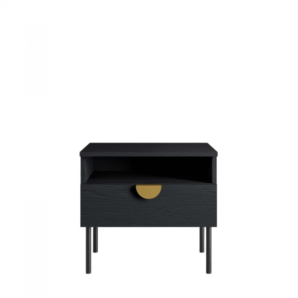 Set 2 comodini 50x45h cm 1 cassetto 1 vano a vista nero frassinato Innsbruck