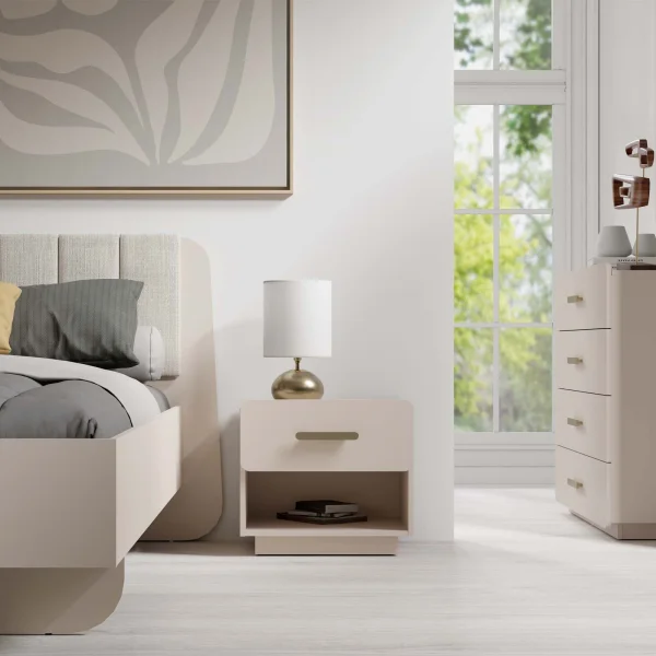 Set 2 comodini 53x48h cm 1 cassetto 1 vano a giorno beige cahsmere Budapest