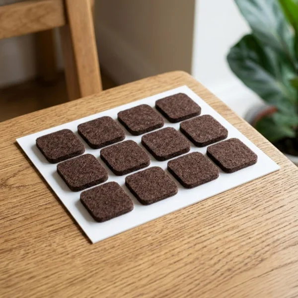 Set di 12 feltrini quadrati adesivi per mobili 20x20mm marrone scuro Stichi