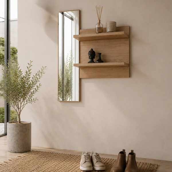 Specchio da parete con mensole rovere Berlino