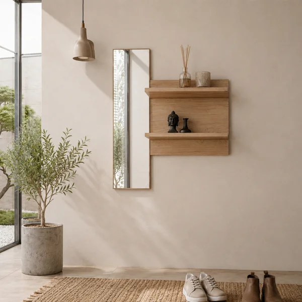 Specchio da parete con mensole rovere Berlino