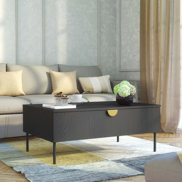 Tavolino da salotto 100x66 cm nero frassinato Innsbruck