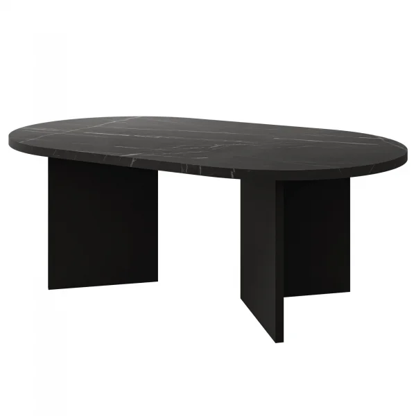 Tavolino da salotto 110x65cm effetto marmo nero Elden