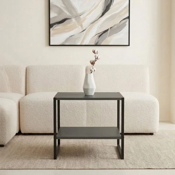 Tavolino da salotto 50x50cm industrial metallo antracite Loft