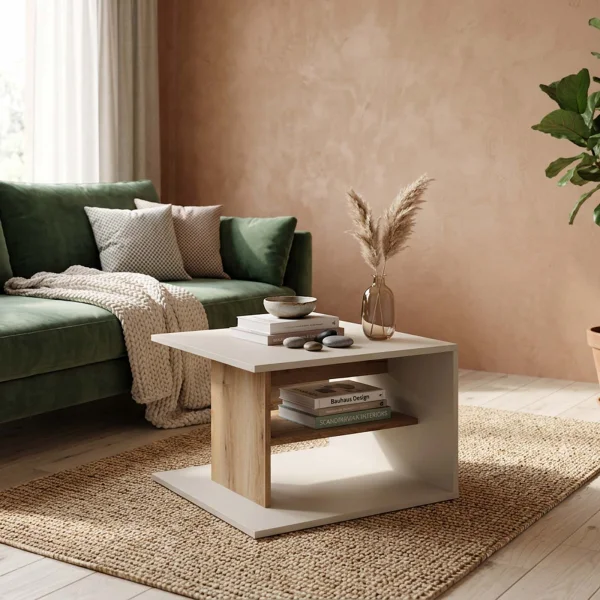 Tavolino da salotto 60x60 cm beige cashmere rovere Tevere