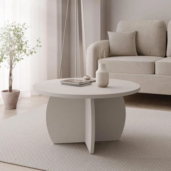 Tavolino da salotto 74x74cm rotondo beige cashmere Koda