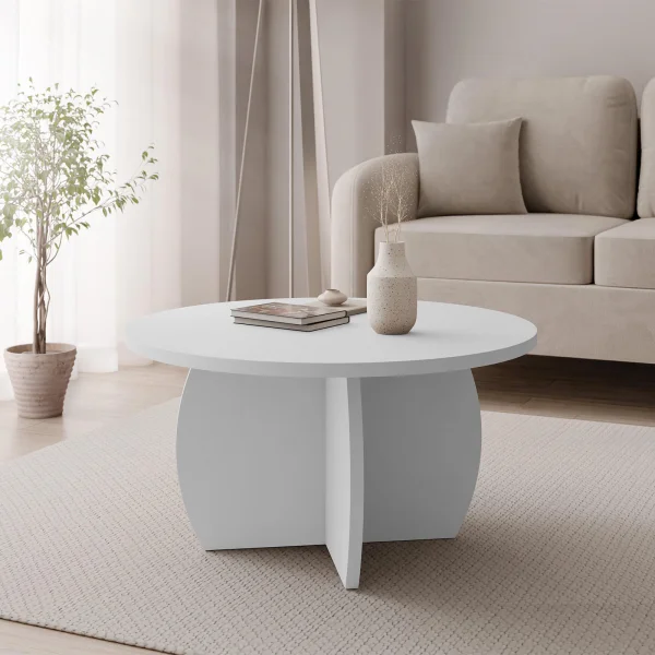 Tavolino da salotto 74x74cm rotondo bianco Koda