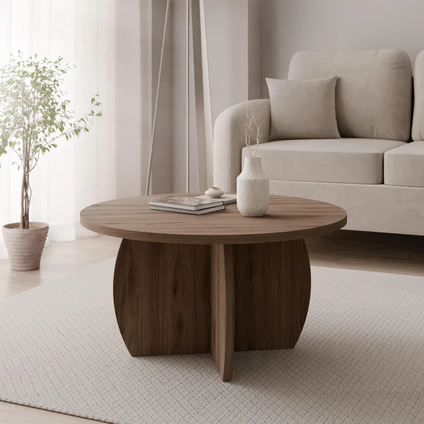 Tavolino da salotto 74x74cm rotondo noce Koda