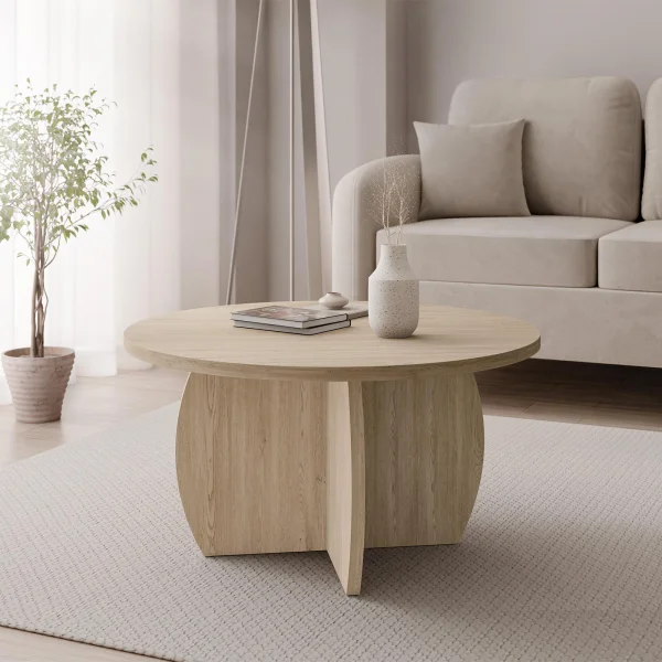 Tavolino da salotto 74x74cm rotondo rovere Koda
