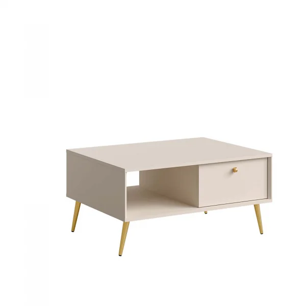 Tavolino da salotto 87x66cm 1 anta a ribalta 1 vano a vista beige cashmere Carly