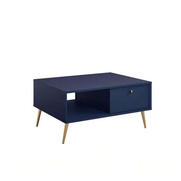 Tavolino da salotto 87x66cm 1 anta a ribalta 1 vano a vista blu navy Carly
