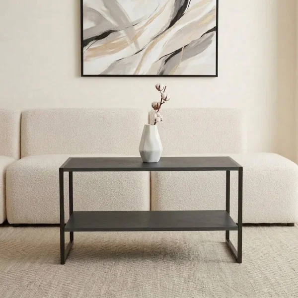 Tavolino da salotto 90x50cm industrial metallo antracite Loft