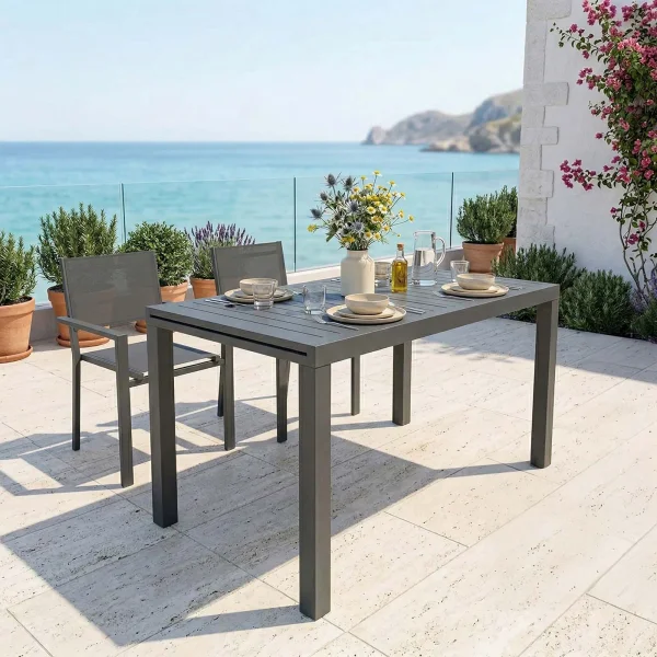 Tavolo da giardino allungabile 140/210x77cm in alluminio antracite Brezza