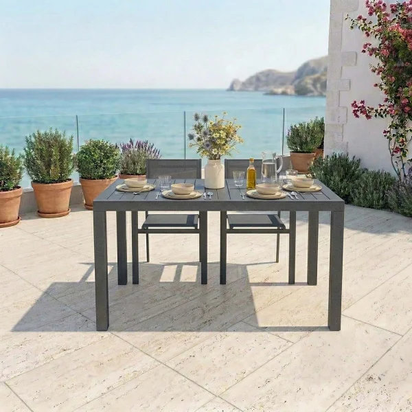 Tavolo da giardino allungabile 140/210x77cm in alluminio antracite Brezza