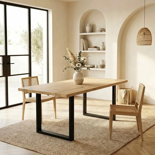 Tavolo da pranzo 160x90cm gambe in metallo legno massello rovere Tarselia