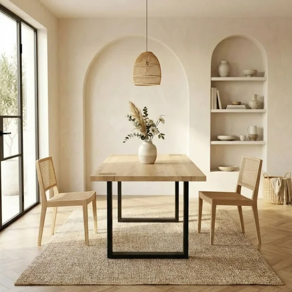 Tavolo da pranzo 160x90cm gambe in metallo legno massello rovere Tarselia