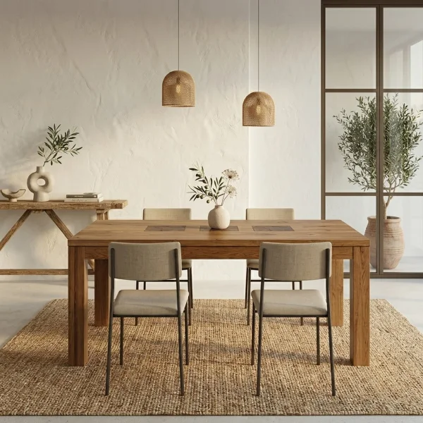 Tavolo da pranzo 160x90cm legno massello quercia Ebania