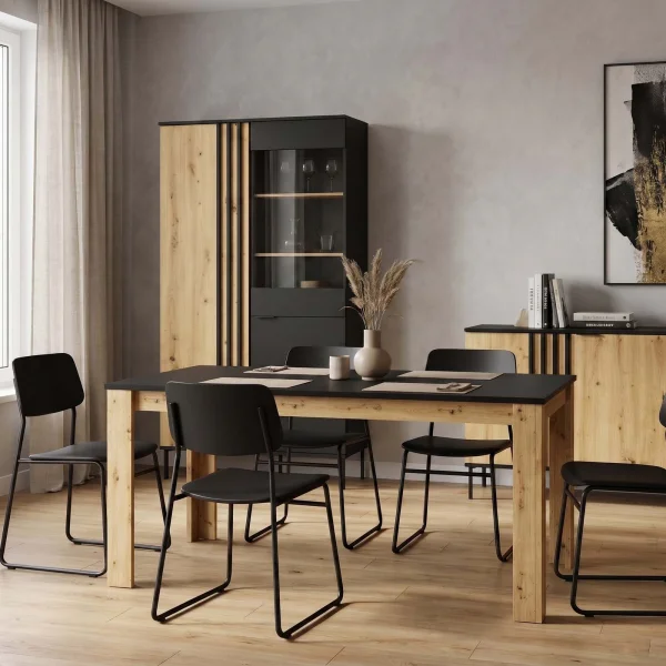 Tavolo da pranzo 180x90 cm nero rovere Garda