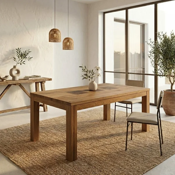 Tavolo da pranzo 180x90cm legno massello quercia Ebania