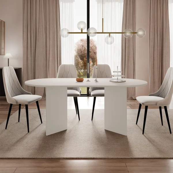 Tavolo da pranzo 185x90cm ovale beige cashmere Elden