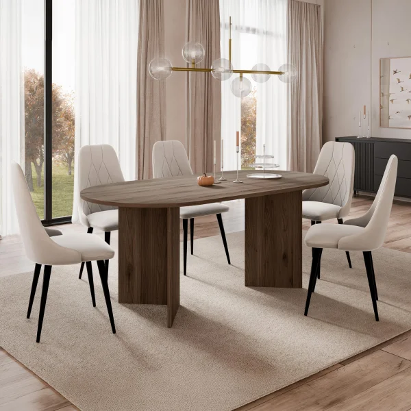 Tavolo da pranzo 185x90cm ovale noce Elden