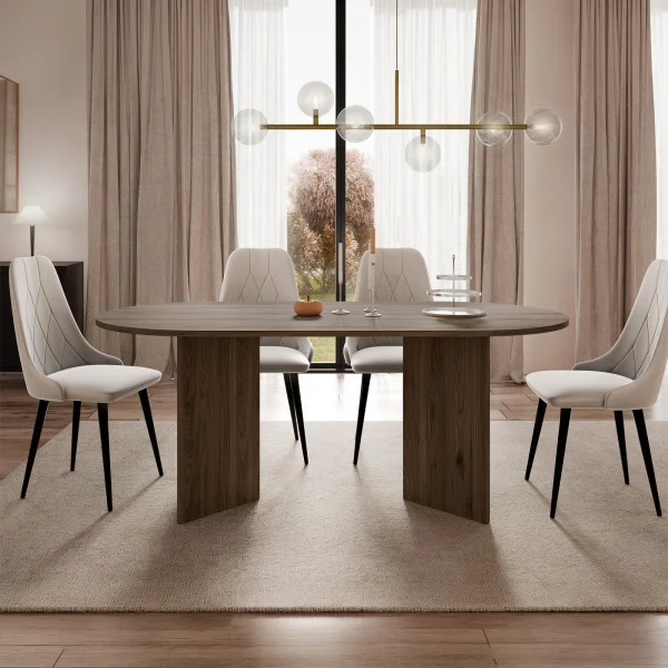 Tavolo da pranzo 185x90cm ovale noce Elden