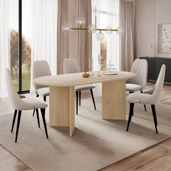 Tavolo da pranzo 185x90cm ovale rovere Elden