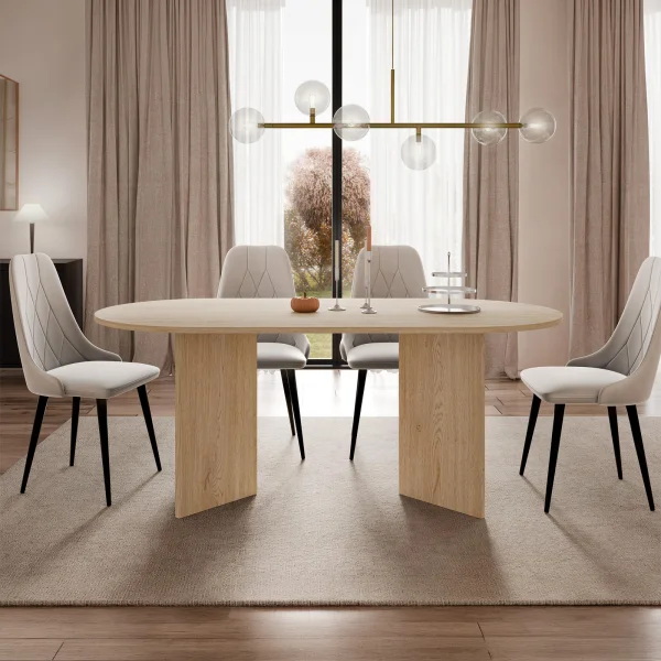 Tavolo da pranzo 185x90cm ovale rovere Elden