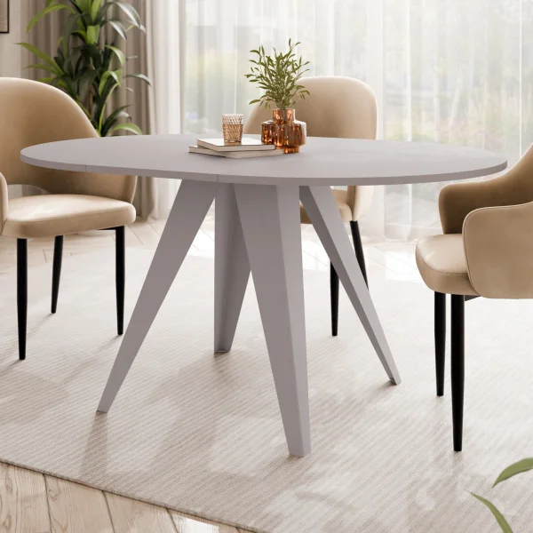 Tavolo da pranzo allungabile 100/138x100 cm rotondo industrial cashmere metallo cashmere Cortex
