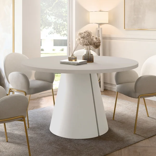 Tavolo da pranzo allungabile 100/176x100 cm rotondo industrial cashmere metallo cashmere Grint