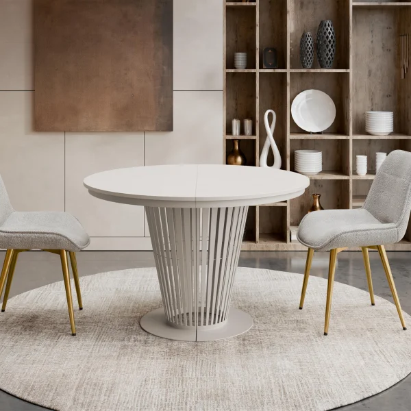 Tavolo da pranzo allungabile 100/176x100 cm rotondo industrial cashmere metallo cashmere Monox