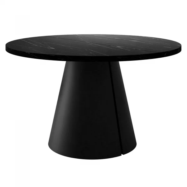 Tavolo da pranzo allungabile 100/176x100 cm rotondo industrial effetto marmo nero metallo nero Grint