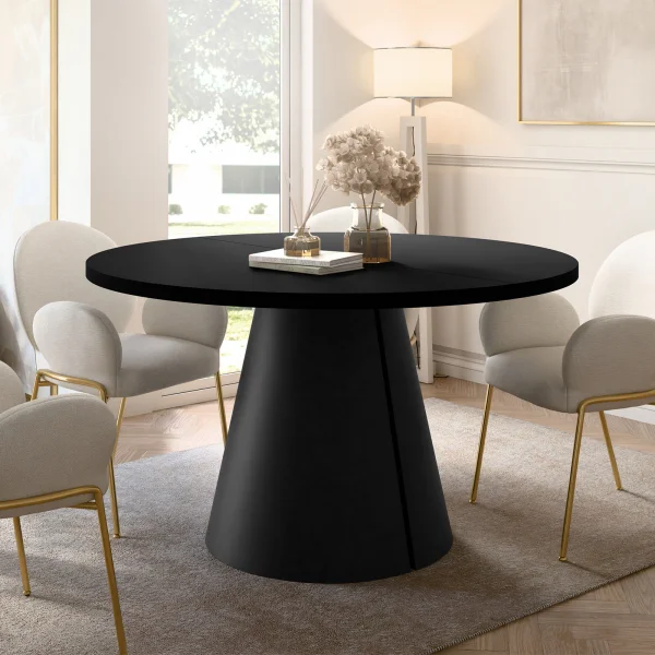Tavolo da pranzo allungabile 100/176x100 cm rotondo industrial nero metallo nero Grint