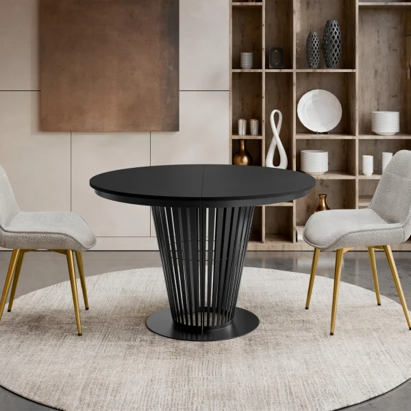 Tavolo da pranzo allungabile 100/176x100 cm rotondo industrial nero metallo nero Monox