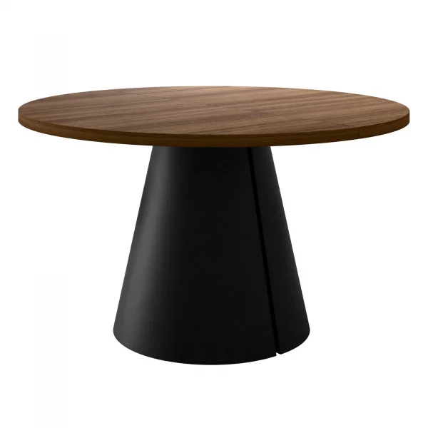 Tavolo da pranzo allungabile 100/176x100 cm rotondo industrial noce metallo nero Grint