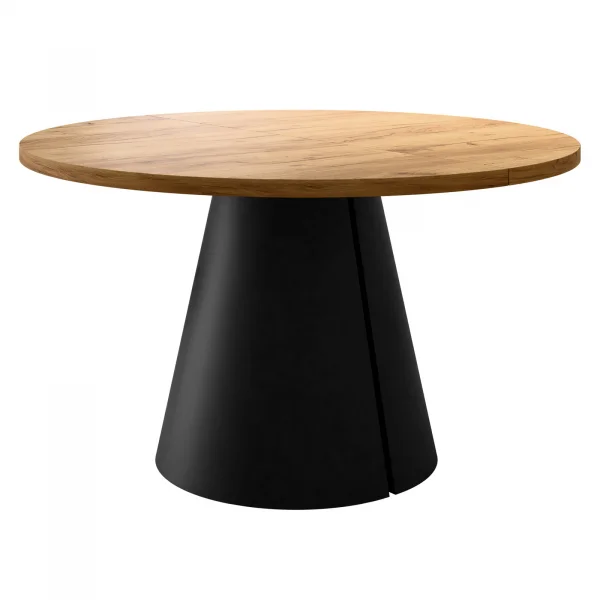 Tavolo da pranzo allungabile 100/176x100 cm rotondo industrial rovere metallo nero Grint