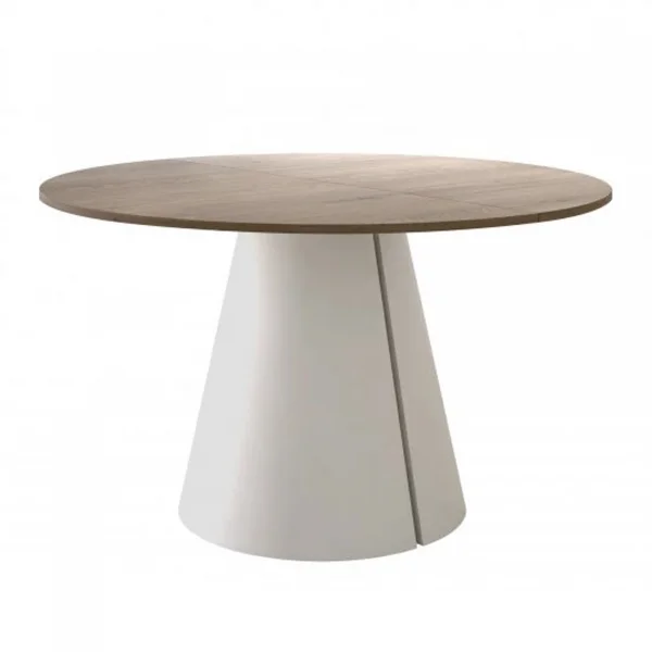 Tavolo da pranzo allungabile 100/176x100 cm rotondo industrial rovere scuro metallo cashmere Grint