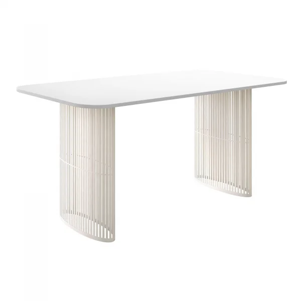 Tavolo da pranzo allungabile 160/236x90 cm industrial bianco metallo cashmere Hexa