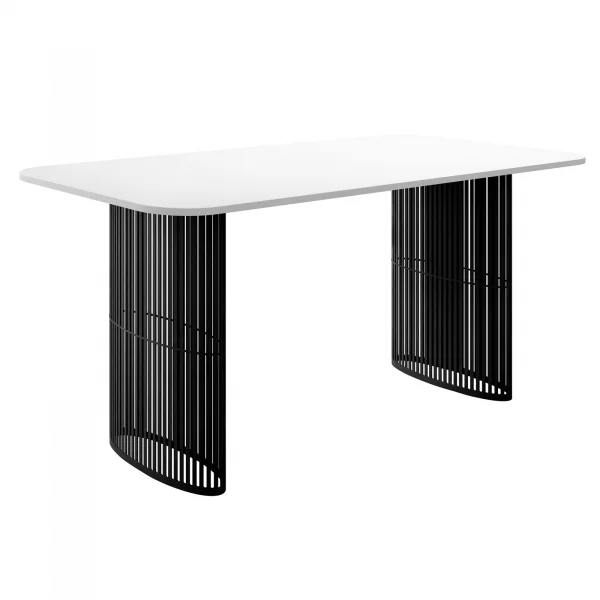 Tavolo da pranzo allungabile 160/236x90 cm industrial bianco metallo nero Hexa