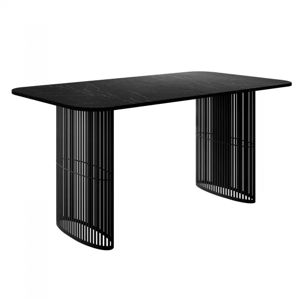 Tavolo da pranzo allungabile 160/236x90 cm industrial effetto marmo nero metallo nero Hexa