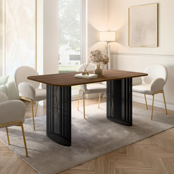 Tavolo da pranzo allungabile 160/236x90 cm industrial noce metallo nero Hexa