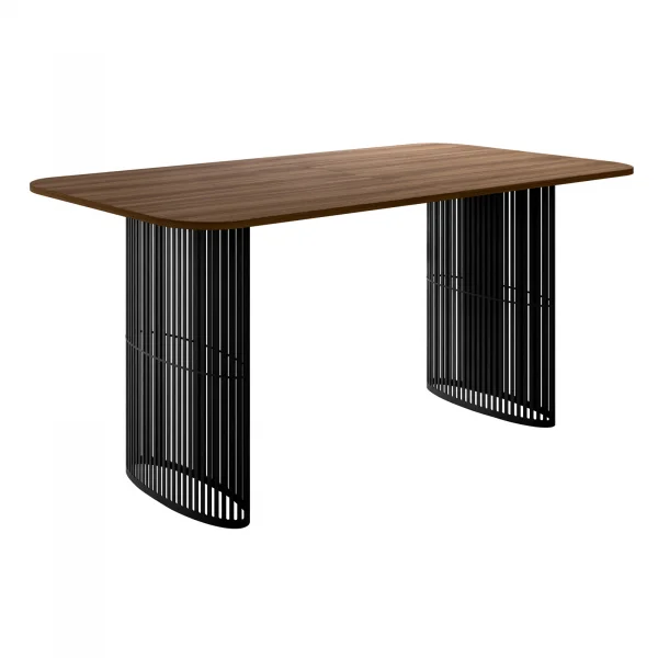 Tavolo da pranzo allungabile 160/236x90 cm industrial noce metallo nero Hexa