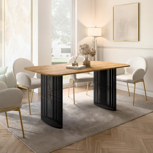 Tavolo da pranzo allungabile 160/236x90 cm industrial rovere metallo nero Hexa